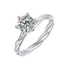 1pc S925 Silver Moissanite Ring, 1CT Round Moissanite Ring, VVS1 Clarity, Round Cut, With GRA Certificate And Gift Box