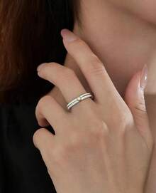 6mm White/Black Ceramic Rings Plus Cubic Zirconia For Women Comfort Fit Engagement Wedding Band Size 5-122025 - 4mm Line White+Gold - View 11