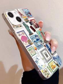 1pc Travel 1pc Fashionable Stamp Collage Graphic Transparent TPU Fingerprint-Proof Soft Phone Compatible With 16 ProMax/16/16 Pro/16 Plus/11/15/15 Pro/15 ProMax/12/13/14 ProMax/XS/XR/11 Pro/11 ProMax/12 Pro/12 ProMax/13 Pro/13 ProMax/Plus/14 Pro/14 ProMax/14 Plus/Plus/8 Plus/8/SE2/12/13, Anti-Yellowing Waterproof Shockproof Anti-Fall Scratch Resistant Phone Cases Summer  17 Pro Case  17 Plus Case  15 Case  16 Case  16 Plus Case - 1pc - 查看 4