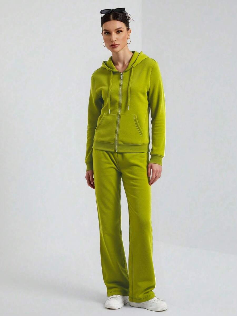 Women Two-Piece Outfits - Olive Green - View 1
