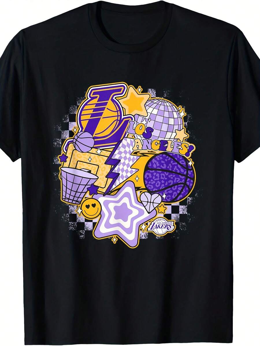 Basketball Collage T-Shirt, All, White - 款式27 - View 1