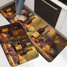 1/2/3pcs Kitchen Carpet, Retro-Style Wine Kitchen Decorative Floor, Anti-Slip Kitchen Carpet, Thickened Flannel Material, Soft, Comfortable, Easy To Clean, Suitable Bedroom, Living Room, Door, Bathroom Entrance, Laundry Room - màu đen - Xem 7