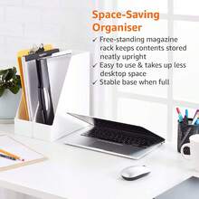 Basics Rectangular Plastic Organizer - Magazine Rack, White, 2-Pack - Half Accessory Tray - View 5