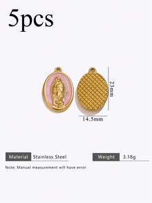 5 Pieces Of Vintage Virgin Mary Pendant Necklaces - 18K Gold-Plated 304 Stainless Steel Bohemian Religious Pendants, With Geometric Patterns, Exquisite Details And Soft Colors, Suitable For DIY Jewelry Making Supplies