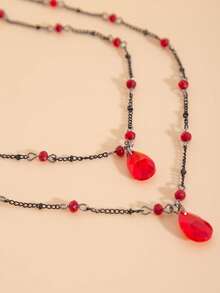 2 piezas Collar con colgante de gota de estilo gótico vintage punk con decoración de borla de metal, collar gargantilla de varias capas para mujer, adecuado para uso diario, fiesta de Halloween, regalo para amigos