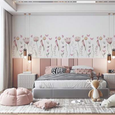 Adesivos de Parede de Flores Boho em Aquarela para Quarto Sala de Estar Casa Adesivos Removíveis Murais PVC Adesivos de Parede Decoração de Casa