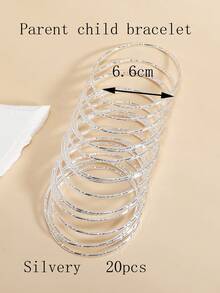 20pcs 3-14Y Girls' Delicate Glitter Bamboo Knot Stacking Bangle Bracelets - one-size - View 43