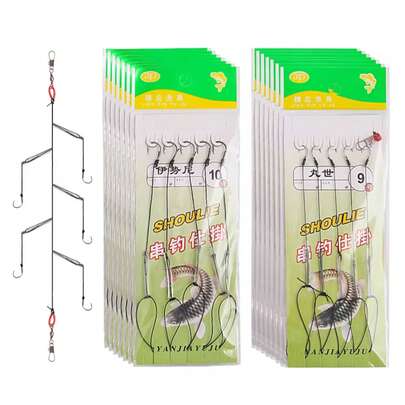 1pc Outdoor Powerful Horse Shaped Tangle-Free Fishing Hook Rig, Isenine Hook Type Fishing Hook Rig For Sea Rod