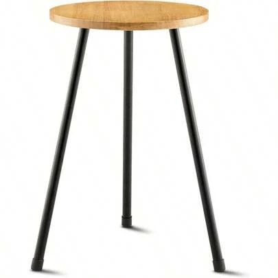 Indoor Plant Stand, Mid Wood Plant Stand Plant Table Flower Pots, Tall Metal Plant Holder, Modern Home Decor Small Round Side End Table 11.8x16