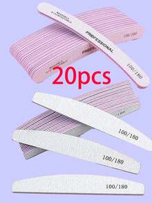 5Pcs/10Pcs Grey Nail Art File Half Moon Buffer Block Double Sided Manicure Files Sticks Nail Salon Tools