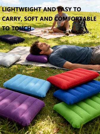 1 pieza Almohada de viaje inflable cuadrada - Soporte para el cuello para coche y avión, también adecuada como cojín lumbar, ideal para vuelos y viajes por carretera largos, accesorio de aviación cómodo, equipo de viaje elegante, material inflable duradero