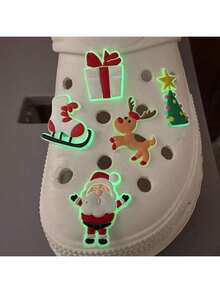 12pcs PVC Luminous Festive Christmas Shoe Charms Set, ABS Material, Cute Holiday Themed DIY Pendants, Compatible With Sandals & Slippers Decoration - Multicolor - View 4