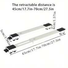 Adjustable Stainless Steel Mobile Stand, Adjustable Length Household Appliance Mobile Stand, Suitable For Refrigerator, Washing Machine And Dryer, Furniture, Etc., Convenient Mobile Base - White - View 7