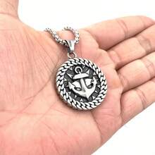 Collar vikingo retro para hombre, colgante de ancla vikinga de moda, cadena de ropa hip hop, accesorios de joyería