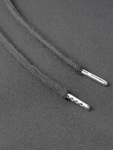 SU ER Men's Casual Chinese Character Print Hooded Sweatshirt With Pocket, Autumn/Winter - 深灰色 - 查看 6