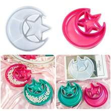 1 Peça Molde de Silicone em Formato de Estrela e Lua, Molde de Decoração de Bolo em Formato de Lua e Estrela de Desenho Animado, Decoração de Bolo de Pasta de Açúcar DIY, Chocolate, Biscoito, Bandeja de Joias, Vela, Molde de Sabão, Adequado para Feriados, Festas, Aniversários, Chá de Bebê, Casamentos, Cores e Estilos Variados