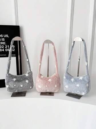 1pc Stylish Casual Shoulder Bag With A Star Pattern. Lightweight And Versatile. Perfect For Everyday Use At Work, Commuting, Traveling, Shopping, And Outdoor Leisure Activities. It Also Makes A Great Birthday Gift For Friends And Family.