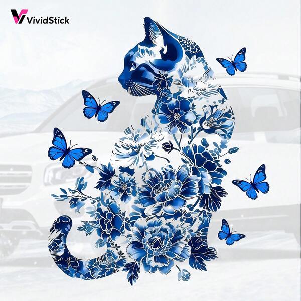 Elegantes pegatinas de coche con diseño de mariposa y gato, diseño floral exquisito, pegatinas de coche autoadhesivas duraderas, ideales para decoración de carrocería de coche, camión, motocicleta, cuaderno, computadora, pared, mejor regalo
