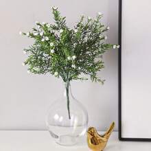 1 Bündel künstliche 7-Gabel Vollstern Griffkopf, Simulation 7-Gabel Kegel Stein Blume Griff Gras, Weiß, PE Material, künstliche Blumen, Simulation Pflanzen, für Outdoor-Veranstaltungen, Feiertage, Geburtstage, Hochzeiten, Partydekoration, Terrasse, Eingang, Esszimmer, Wohnzimmer, Schlafzimmer, Garten Dekoration, Heimdekoration - Grün - Übersicht 12