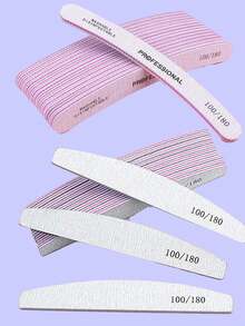 5 件灰色专业弧形指甲锉 100/180 粒度，美甲用品，美甲工具，美甲工具，返校，指甲，按压指甲的美甲工具 - 灰色 - 查看 9