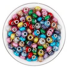 50 Pieces Large Hole Beads, Assorted European Craft Beads Big Hole Fairy Wands Garden Beads Large Hole Lampwork Spacer Beads For DIY Pens Charms Bracelet Necklace Jewelry Making Supplies