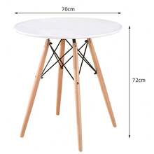 Esstisch rund - Esstisch weiss/Schwarz - Esstisch - Metall und Holz D70 cm -  Runder Küchentisch Esszimmertisch für 2-4 Personen, Tisch mit rutschfesten Beinen aus Holz - Modern Design - Weiss - Übersicht 7