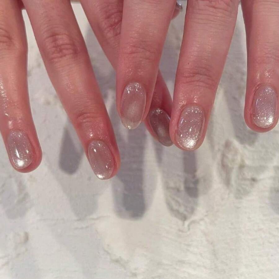 2026hot-Gray Purple Cat Eye Wear Short Manicure Pieces - Magnetic Gel Nails, Glitter Press On Nails, Purple Gray Cat Eye Nail Strips, Short Almond Nails, Nail Art, Manicure Kit, Wedding Party Date Nails, Fall Winter Nails, No Lamp Gel Strips, Salon Quality Manicure - JP2650 - 查看 1