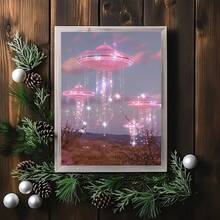 Tranh treo tường hình UFO pha lê màu hồng mộng mơ - Trang trí lung linh huyền ảo, Nghệ thuật thẩm mỹ màu hồng, Nghệ thuật lấp lánh - Nhiều màu - Xem 3