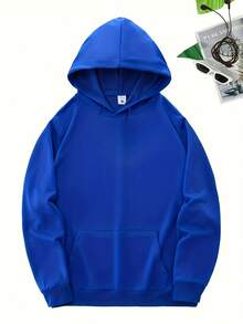 Buffalo Football Graphic Print Pocket Hoodie, Casual Long Sleeve Drawstring Hoodie, Men's Clothing - 藍色 - 查看 2