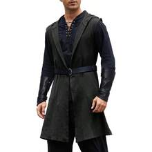 Century Star Medieval Costume Men Renaissance Ren Faire Knight Viking Hooded Cloak Pirate Vest Surcoat Tunic Shirt Holloweengift - màu đen - Xem 1