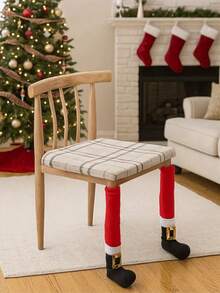 1/4pcs Christmas Table Foot Cover Santa Claus Table And Chair Decoration Foot Cover Holiday Decoration Protective Cover Red And White Stripes Design With Gold Buckle Suitable For Christmas Party, Christmas Decorations, Holiday Party Supplies, Reusable Decoration Christmas Decorations Home Christmas Gifts Christmas Decor - Multicolor - View 8