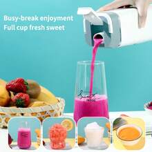 Portable Personal Blender 420ml Cordless Juicing Cup USB Rechargeable Electric Blender For Smoothies And Shakes Digital LED Display 12 Blades Mini Blender Cup USB Rechargeable Electric Shaker Bottle With Extra Handle Lid For Home Office Gym Sports Outdoor - 黑色 - 查看 5