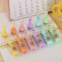 6 Stück Glitzer Textmarker, fluoreszierende Getränkeflasche Stifte, Graffiti Stifte, Memo Marker Textmarker, Malfarben, Party Geschenke, Geburtstags Geschenke, flüssige Quicksand fluoreszierende Stifte, süße Mini Textmarker, Unterstreichungsstifte, Markierstifte, Kritzelstifte