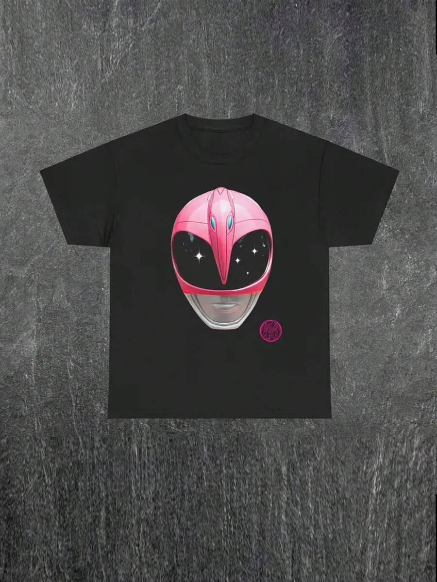 Red Power Ranger Tee Men's And Women's Short-Sleeved T-Shirts For All Seasons - Black 3 - View 1