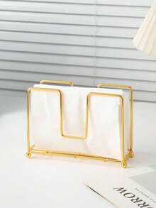 1 个锻铁餐巾架，方形镂空设计，桌面收纳架，适用于厨房、咖啡馆、餐厅和酒店，优雅的餐厅装饰和厨房配件，精致的方形镂空装饰图案，工艺精湛，纸巾收纳架，餐巾架 - 彩色 - 查看 8