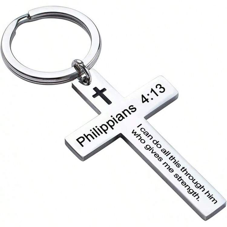 Ldurian Bible Verse Keychain Christian Cross Keychain For Women, Cross Key Chain For Men Religious ScriptureChristmas - Philippians 4:13 - View 7