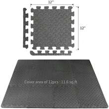 LÍMITE-MX Tapete para Ejercicio con Cuadros de Entrelazado de Espuma EVA, Tapete para Crossfit,Color Negro 12 Piezas de 30 x 30, Espesor de 12mm.(Gray) - Tipo 1 - Ver 3