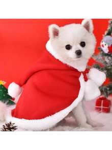 New Warm Christmas Outfit For Dogs, Transforming Into Little Red Riding Hood Cloak, Cat Hooded Cape Pet Apparel - Multicolor - View 7