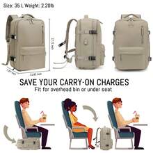 Large Travel Backpack Bag For Women Men,Carry On Backpack,17 Inch Laptop Business Work Waterproof Backpack With Laptop Compartment,Person Item Flight Approved,Mochila De Viaje,Travel Laptop Backpack, Extra Large Backpacks, Flight Approved Daypack, Business Bag,Travel Bagbackpack For Schoolp For Men Women,Back Pack - màu nâu - Xem 2