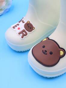 1 Pair Cute Cartoon Bear Kids Rain Boots, Non-Slip Lightweight Comfortable Outdoor Sports Waterproof Boots, Suitable For Rainy Play And School Activities - White - View 4
