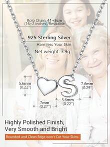 Initial Heart Necklace For Women, 925 Sterling Silver Tiny Heart Letter Necklace Siver, Gold Necklace, Come With Box2025 - 銀色 - 查看 11