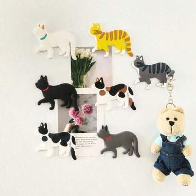 Walking Cat Magnetic Hook, Key Holder, Creative Design, Cute Cat Shape, Bendable Body And Limbs, Can Attach To Fridge And Metal Surfaces, Can Serve As Fridge Magnet, Whiteboard Magnet, Tail Can Be Bent As Hook For Hanging Daily Items Like Bags, Umbrellas, Keys, Towels, Clothes, Jewelry, No Holes, No Damage, Suitable For Bedroom, Bathroom, Living Room, Kitchen, Office