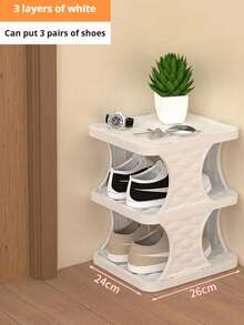 This Foldable Plastic Shoe Rack Is Removable And Space-Saving, Perfect For Storing Men's Leather Shoes, Sneakers, And Casual Shoes, As Well As Women's High Heels, Moccasins, And Boots. It's Perfect For Storing Winter Shoes In Entryways, Hallways, Bedrooms, Living Rooms, And Offices. Beige Stackable Bedroom Entryway Storage Rack, Adjustable Shoe Rack With Shoe Slots, Simple Tower Rack.