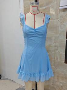 Women Graduation Corset Mini Dress Backless Tie Up A Line Short Dresses For Graduation Grad Party - Azul cielo - Ver 5