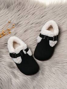 2025 Herbst & Winter Neue Kinder Wildleder Winterschuhe, einfarbig plus Kaschmir, koreanischer Stil für Jungen & Mädchen - Schwarz - Übersicht 18