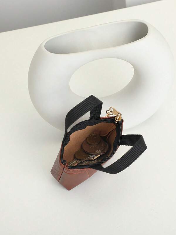 1pc Super Mini Tote Purse Fashion Geometric Splicing Keychain Lipstick Bag Pendant Gifts For Women Gifts For Men