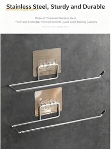 Self-Adhesive Paper Towel Holder - Wall Mount Stainless Steel Roll Organizer For Kitchen & Bathroom, Versatile Installation