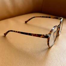 Women's Tortoiseshell Retro Minimalist Large Frame Casual Fashion Glasses - Hawksbill - View 5