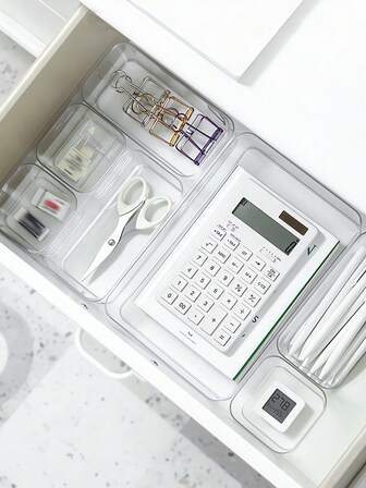 Caja de almacenamiento de cosméticos para cajones, bandeja de almacenamiento de productos para el cuidado de la piel, caja de organización categorizada, caja de almacenamiento de escritorio, caja de almacenamiento multifuncional para dormitorio/habitación, caja de almacenamiento con compartimentos para cajón, caja de almacenamiento de escritorio de oficina con compartimentos integrados para bolígrafos y artículos de papelería, caja de almacenamiento pequeña de plástico para organizar el escritorio, caja de almacenamiento con cajón incorporado, juego de cajas de almacenamiento, almacenamiento de artículos varios de oficina.