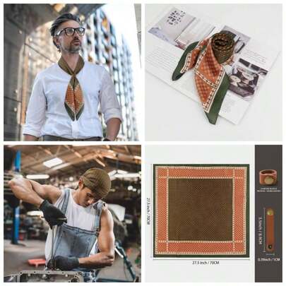 27.5 Inches Square Silk Feeling Neck Scarf Men Necktie Silk Bandanas Pocket Square Cowboy Scarves